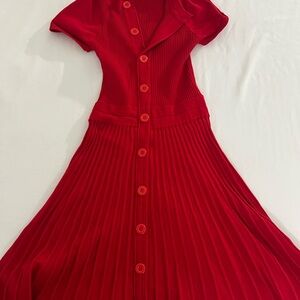 Elegant Red Button-Down Dress